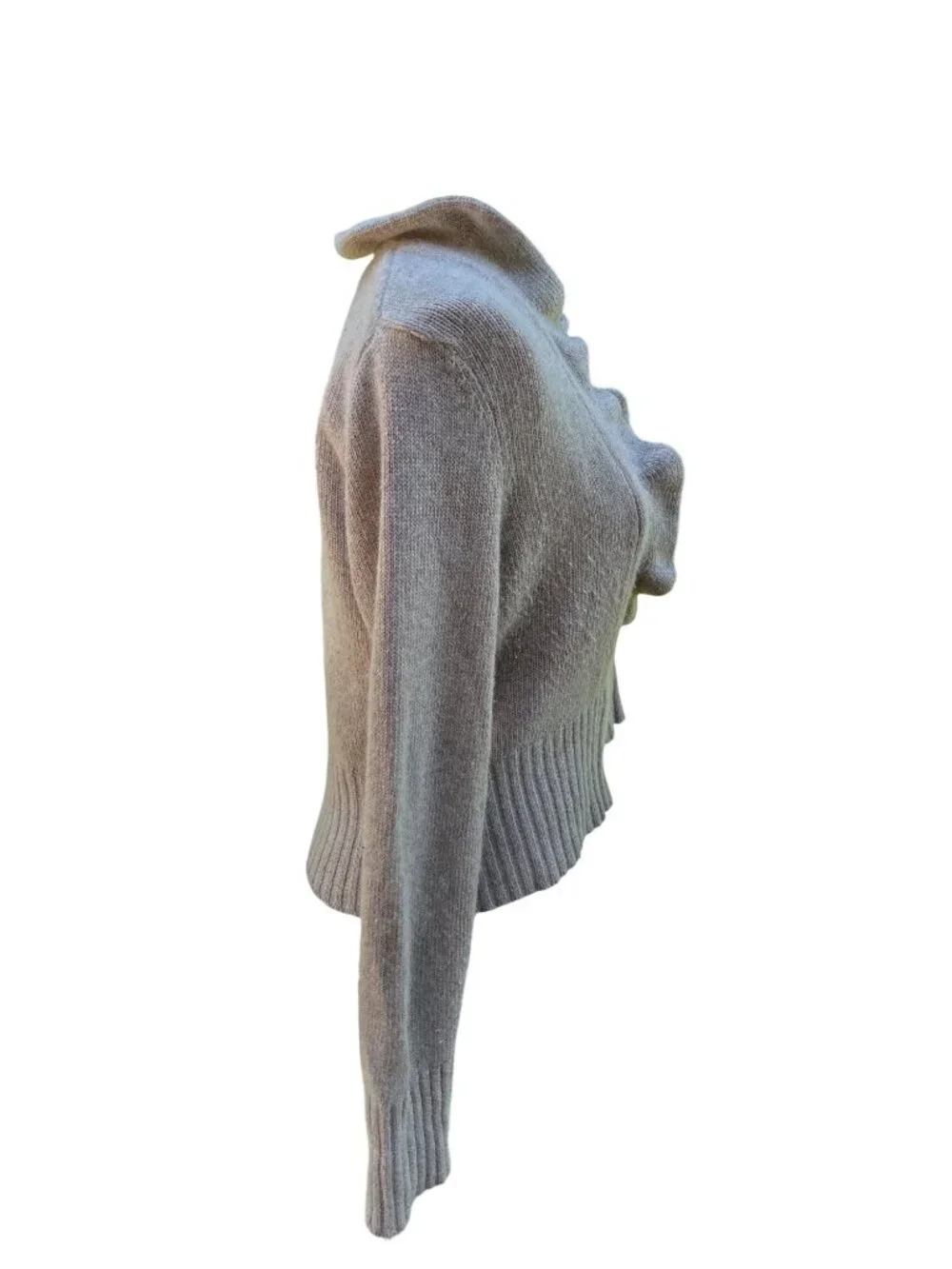 Bolero Cardigan Womens Beige Ruffle Trim Angora Wool Blend Large Bertinelli